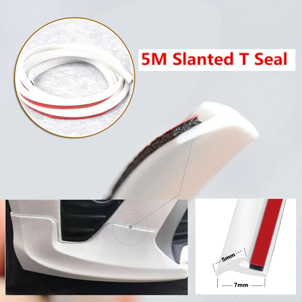 Rubber Strip Superior Quality 5M T Type Rubber Sealing Strip Enhance For Car Edge Trim Bumper Lip Side Skirt White