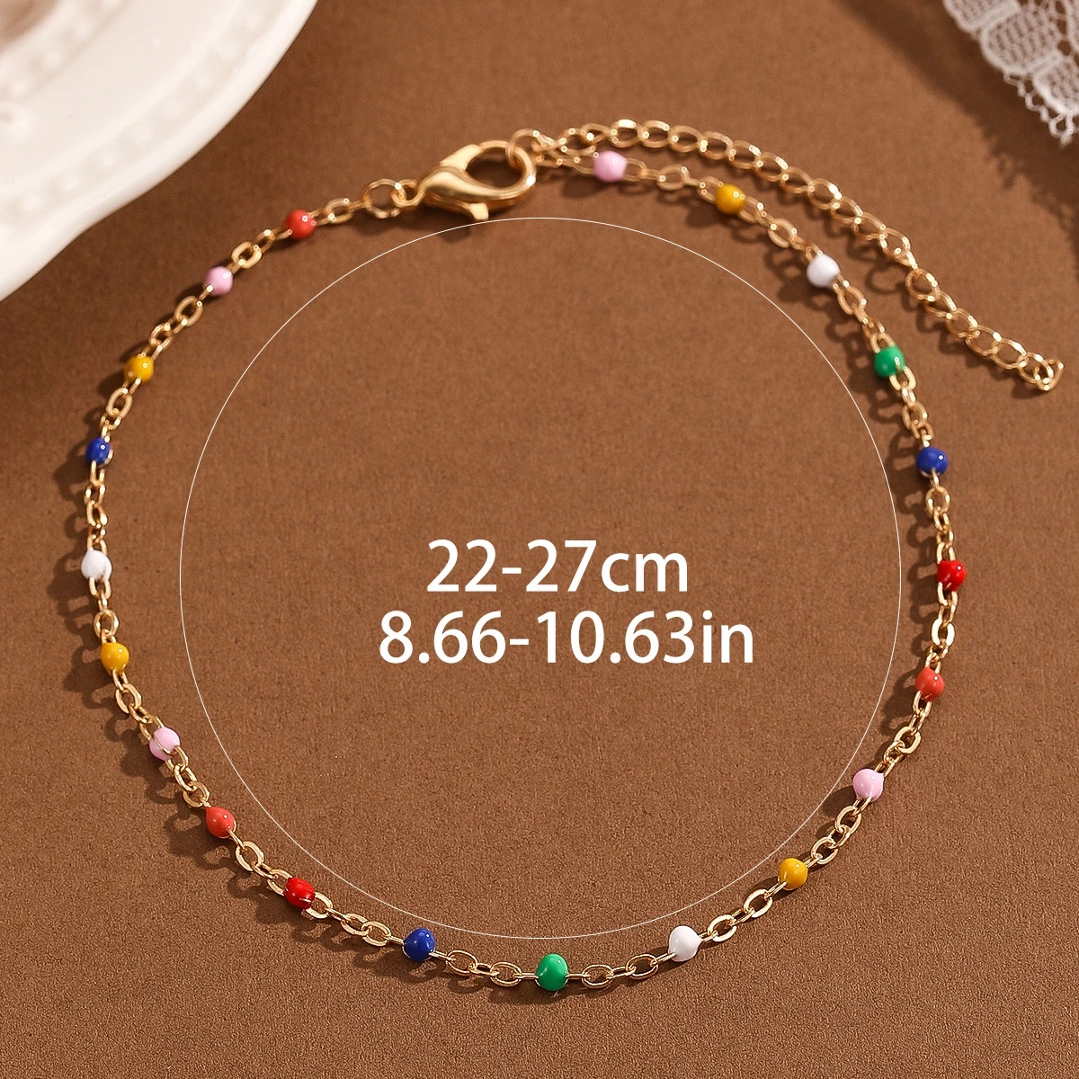 Kinitial Colorful Enamel Anklet For Women Wedding Engagement Girls Adjsutable Chain Beach Anklet Jewelry Gift