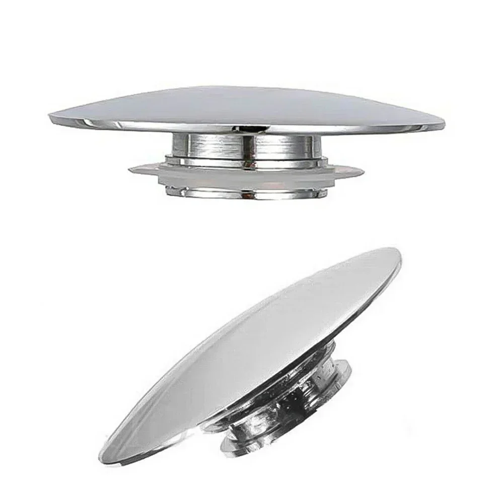 66mm Silver Chrome Basin Waste Pop-Up Sink Plug Cap Click Clack Push Button Bathroom Basin Sink Up Drain Stopper Drainer Cover