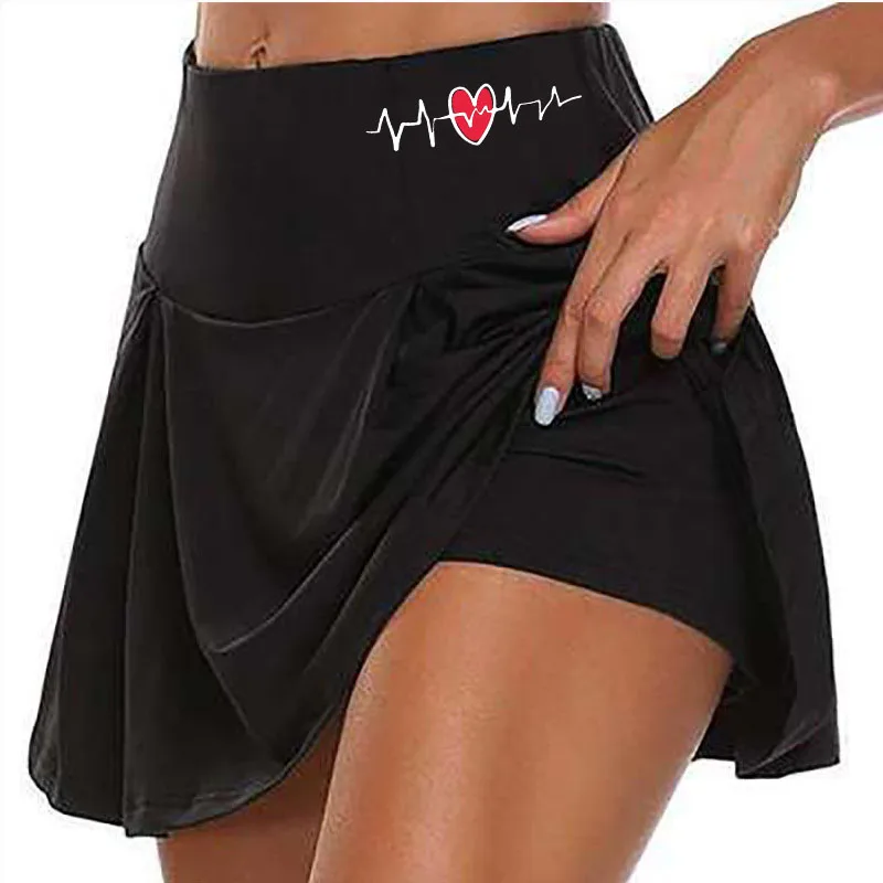 Falda corta deportiva de doble capa para mujer, pantalones cortos de secado rápido para Fitness, Yoga, ropa de playa