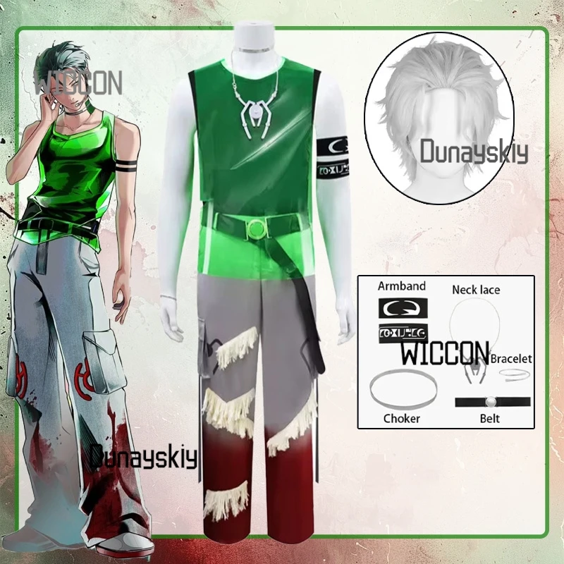 

Anime Alien Stage Till Cosplay Wig Men Silver Gray Short Hair Heat Resistant Synthetic Wigs Cap Carnival Halloween Prop