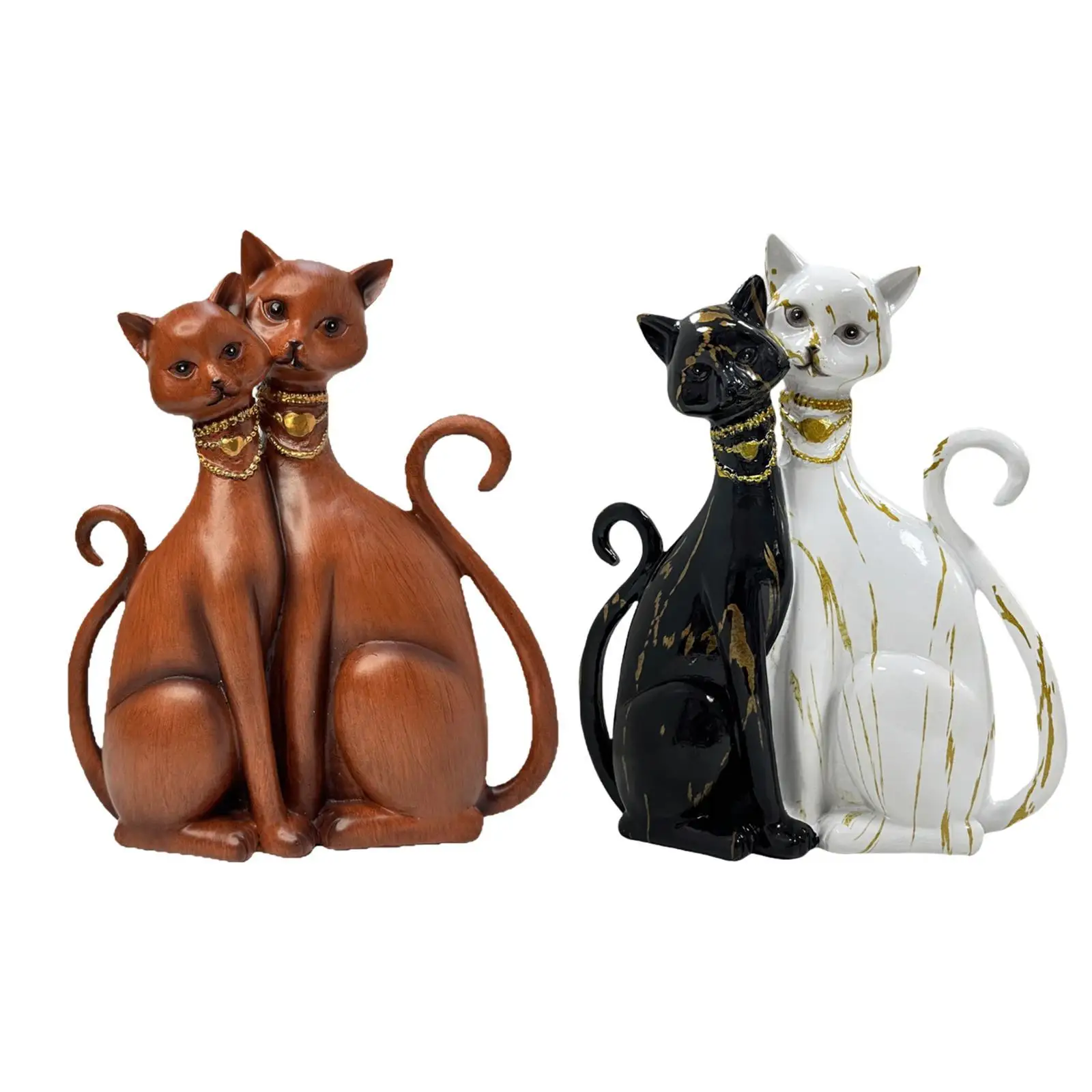 

Couple Cat Figurines Animal Statue Home Decor Collection Resin Cats Sculpture for Desktop Bookshelf Bedroom Housewarming Gift