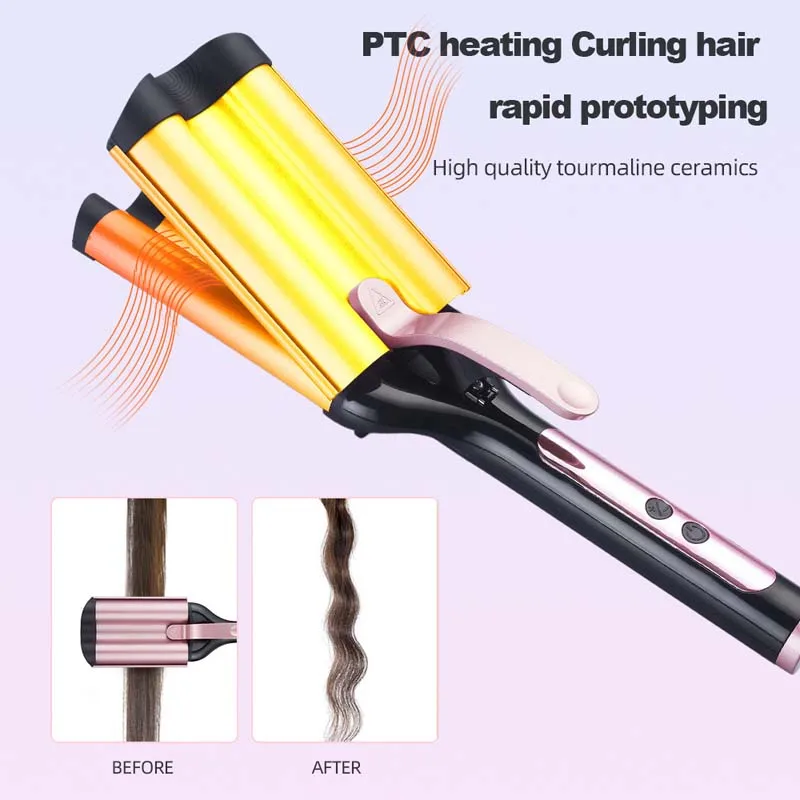 Fast Heating Hair Waver Tools for All Types of Hair, Ceramic Crimpers, Wavers, Curler Wand, Hair Crimper Curling Iron - view 2