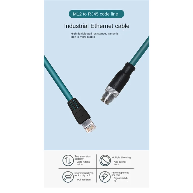 ABSQ-M12 X-نوع شبكة كابلات الموصلات 1 متر 8Pin إلى RJ45 ذكر X الطيران التوصيل كاميرا صناعية الاستشعار سحب سلسلة خط