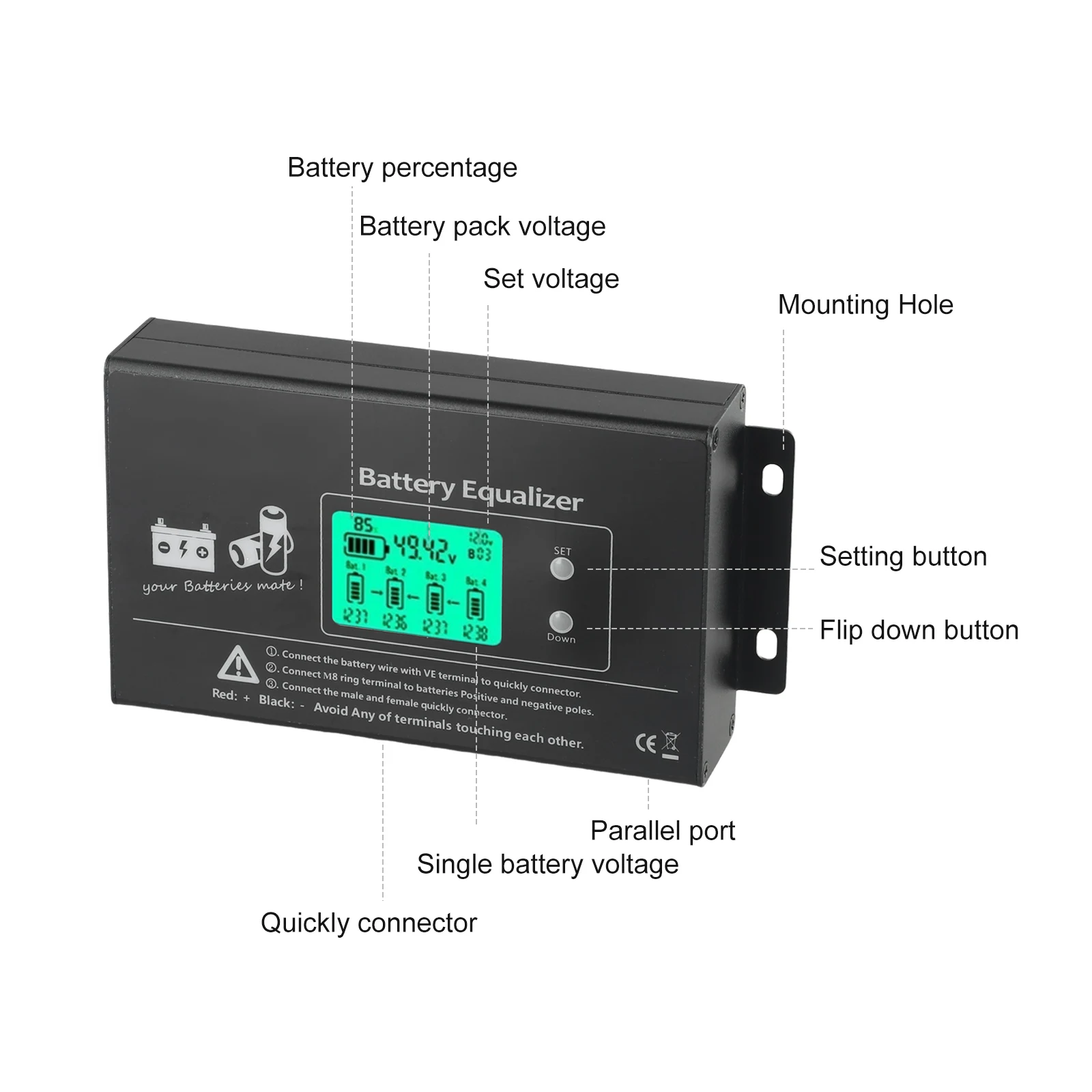 Battery Battery Equalizer HX02 With Digital Display 150x80x30mm 4-string Active 4S Li-ion Battery Balancing Module