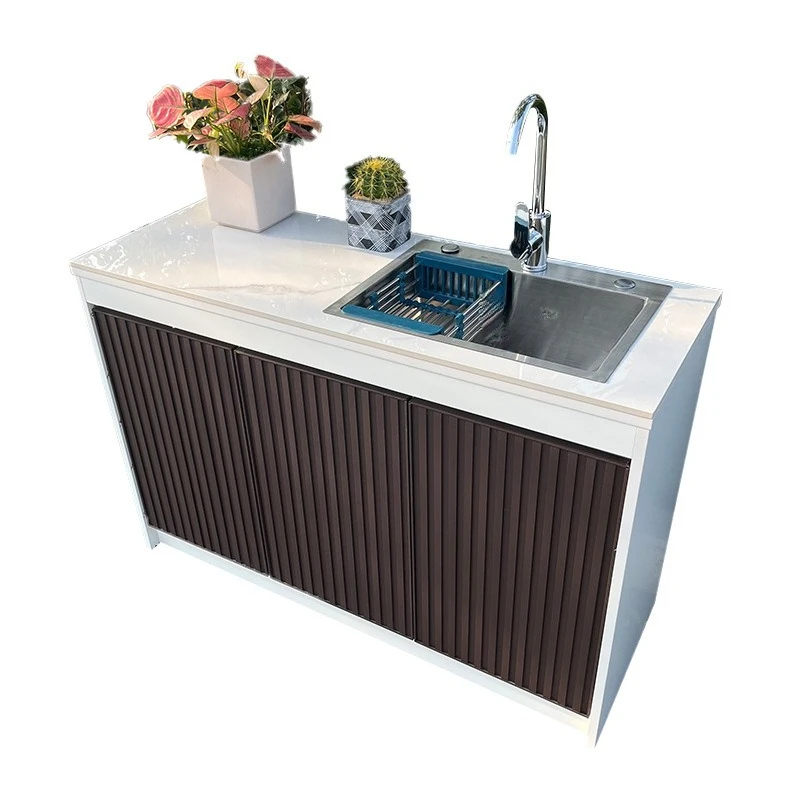Garden Sink Household Balcony Sink Outdoor Villa Vegetable Sink Outdoor Slate Operator Aluminum Alloy Cabinet