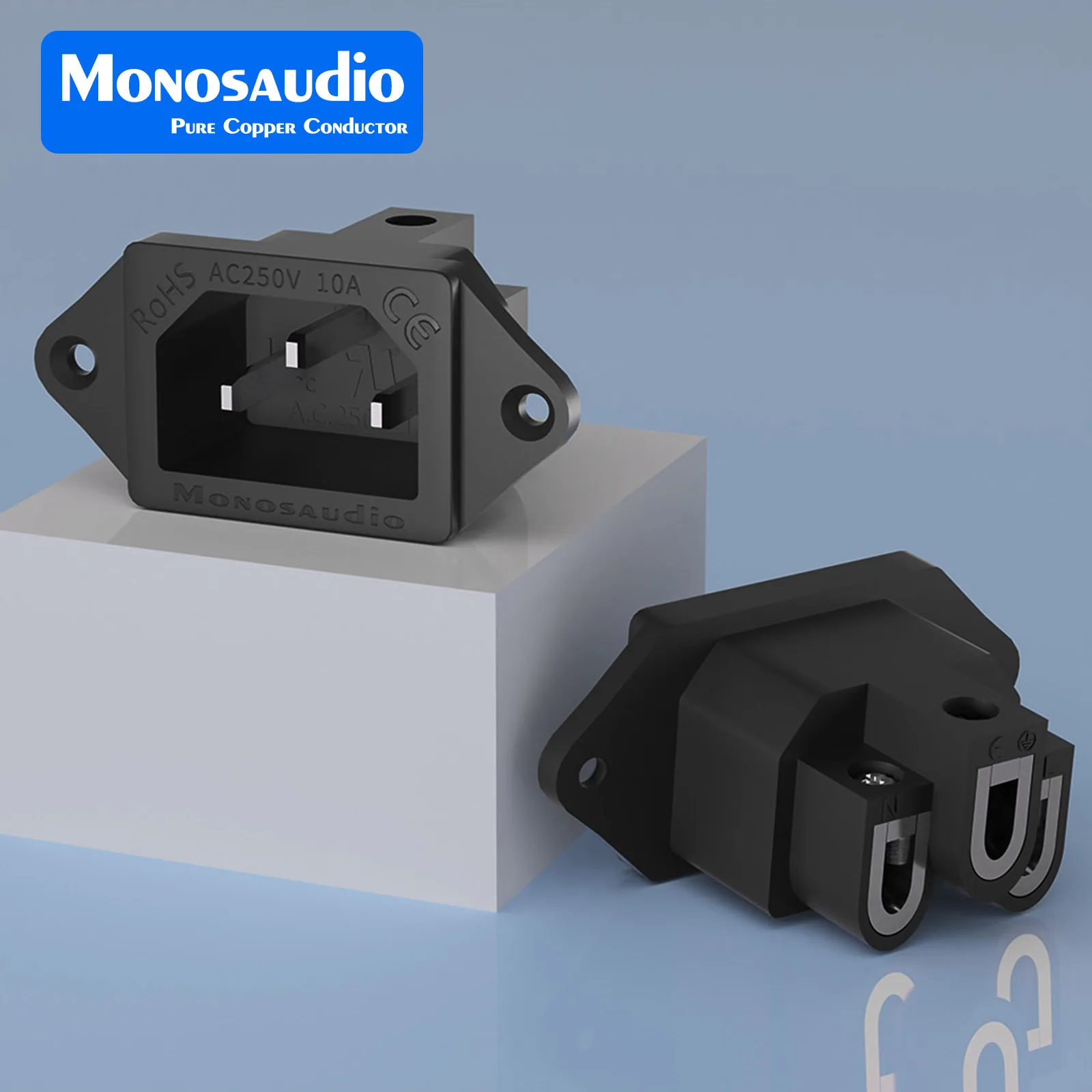 IB70R Monosaudio czysta miedź rodowana AC IEC gniazdo wlotowe audiofilskie złącze zasilania IEC320 gniazdo zasilania C14