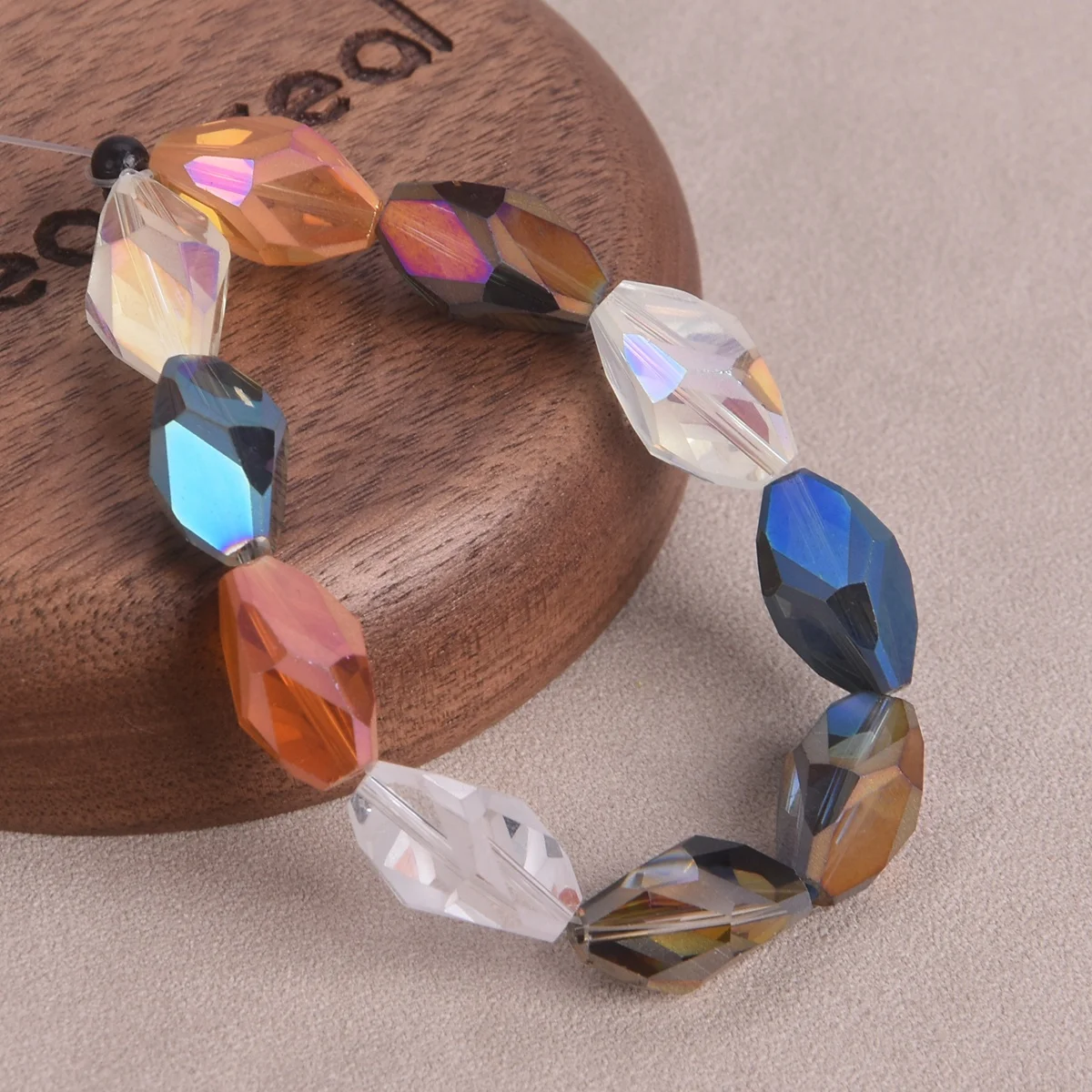 10pcs 15x10mm Oval Faceted Matte Crystal Glass Loose Crafts Beads for Jewelry Making DIY Crafts Findings