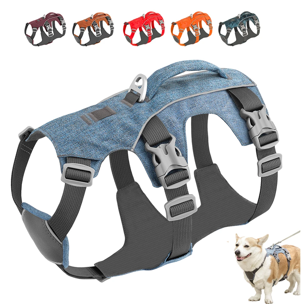 

Reflective Dog Harness Adjustable Dog Harnesses Vest With Handle Durable Pet Training Walking Vest Harness for Small Medium Dogs