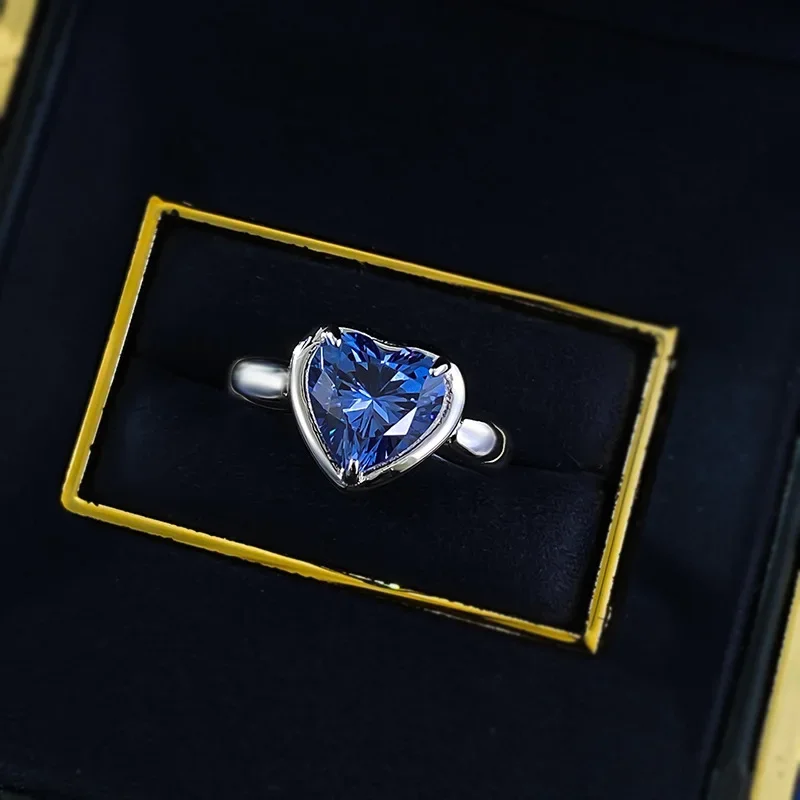 

NEWS925 Серебро NEW3-Carat Ocean Heart Танзанит Сапфир Любовь Кольцо Летняя Горячая Акция