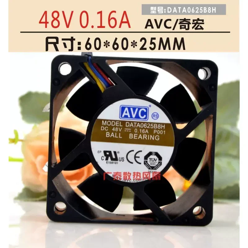 AVC DATA0625B8H 6025 Dual Ball Bearing 48V 0.16A Inverter Server Fan for 6cm Rack Mount