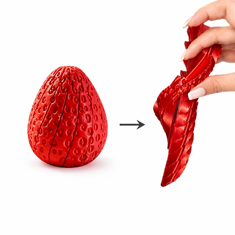 Twisted Strawberry Egg 3d Printed Twisty Strawberry Fidget Rotating Puzzle Toy Egg For Relieve Stress Home Decor Easter Gift