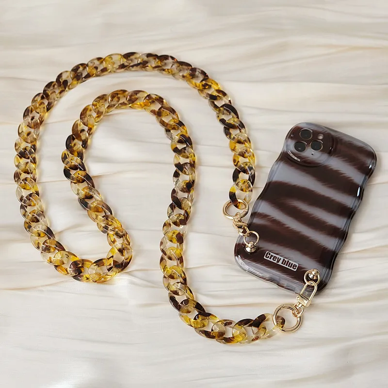 Spring New Phone Accessory Detachable Chain Candy Crossbody Phone Long Chains Acrylic Shoulder Lanyard Cell Mobile Patch Strap