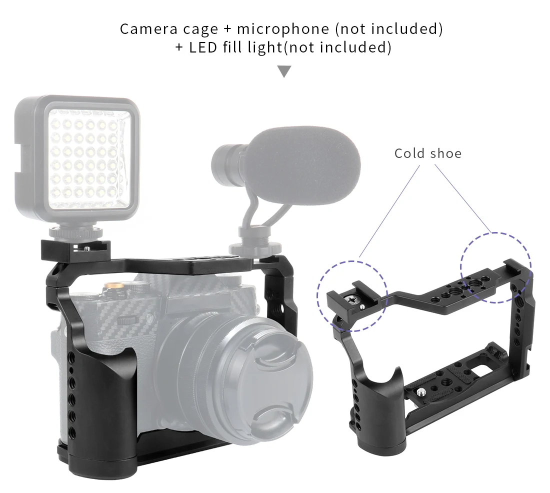 BGNing Aluminium Legierung Kamera Käfig Schutzhülle Stabilisator mit Kalten Schuh Halter für FUJI XT20/XT30 XT30II Kamera Schutzhülle – Detail 12