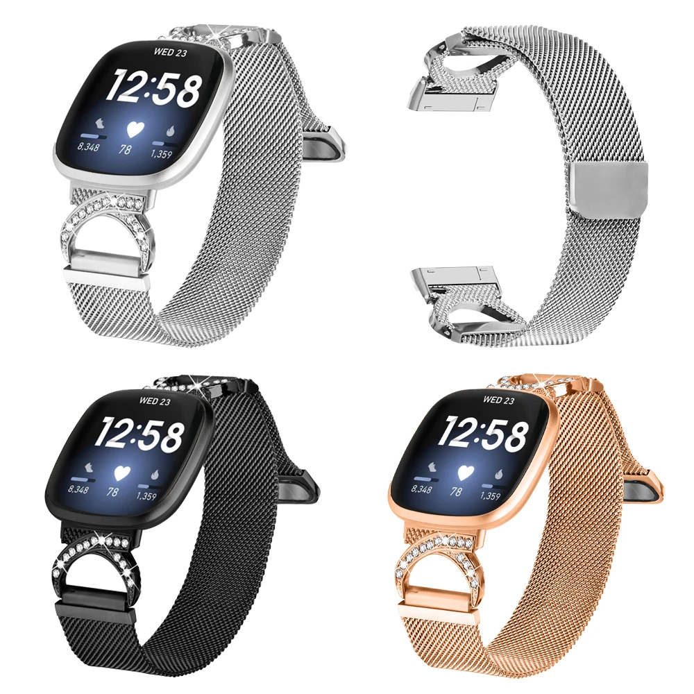 Milan Stainless Steel Watch Strap For Fitbit Sense Versa 4 3 Wristband Bracelet Metal SmartWatch Band Fitbit Versa 4 Sense 2