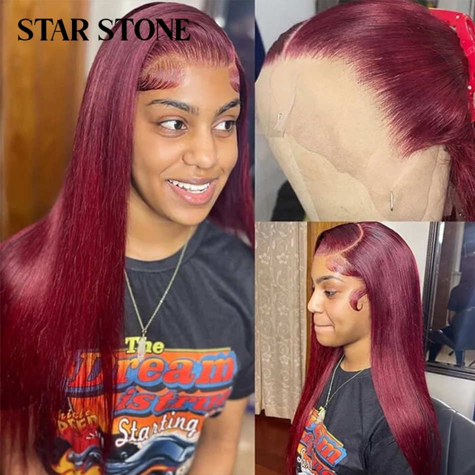 Burgundy HD Transparent 13x4 Lace Front Human Hair Wigs 99J Red Straight 13x6 Lace Front Wig For Women Pre Plucked Highlight Wig