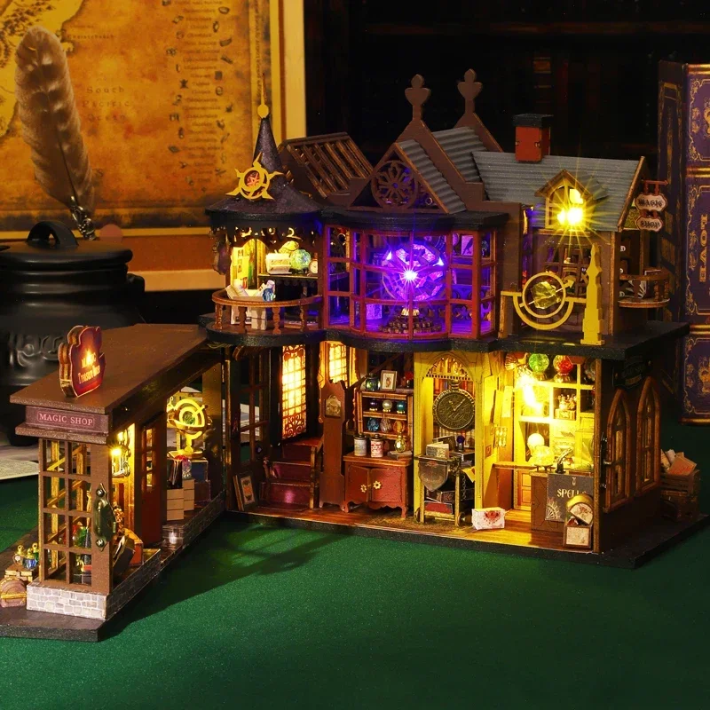 

Retro DIY Wooden Magic Treasure House Dollhouses Miniature Kits With Furniture LED Light Home Decoration For Adult Handmade Gift