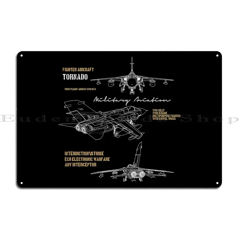 Military Aviation Jet Fighter Tornado Metal Sign Home Party Living Room Designing Wall Decor Tin Sign Poster