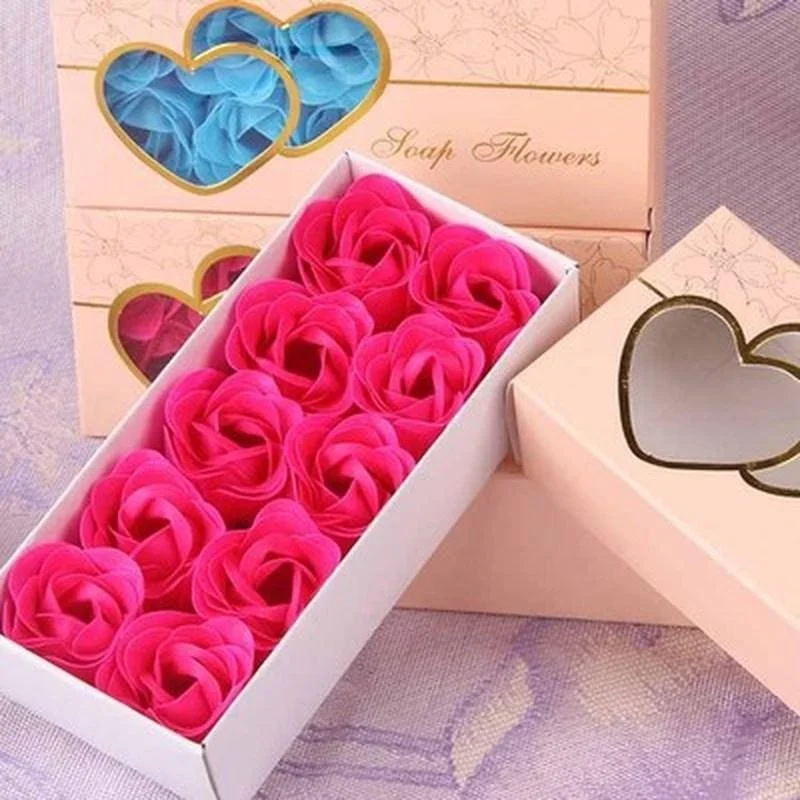 2026 10Pcs/Box Rose Soap Flower Case Scented Rose Flower Petal Bath Body Soap Wedding Party Gift Decoration