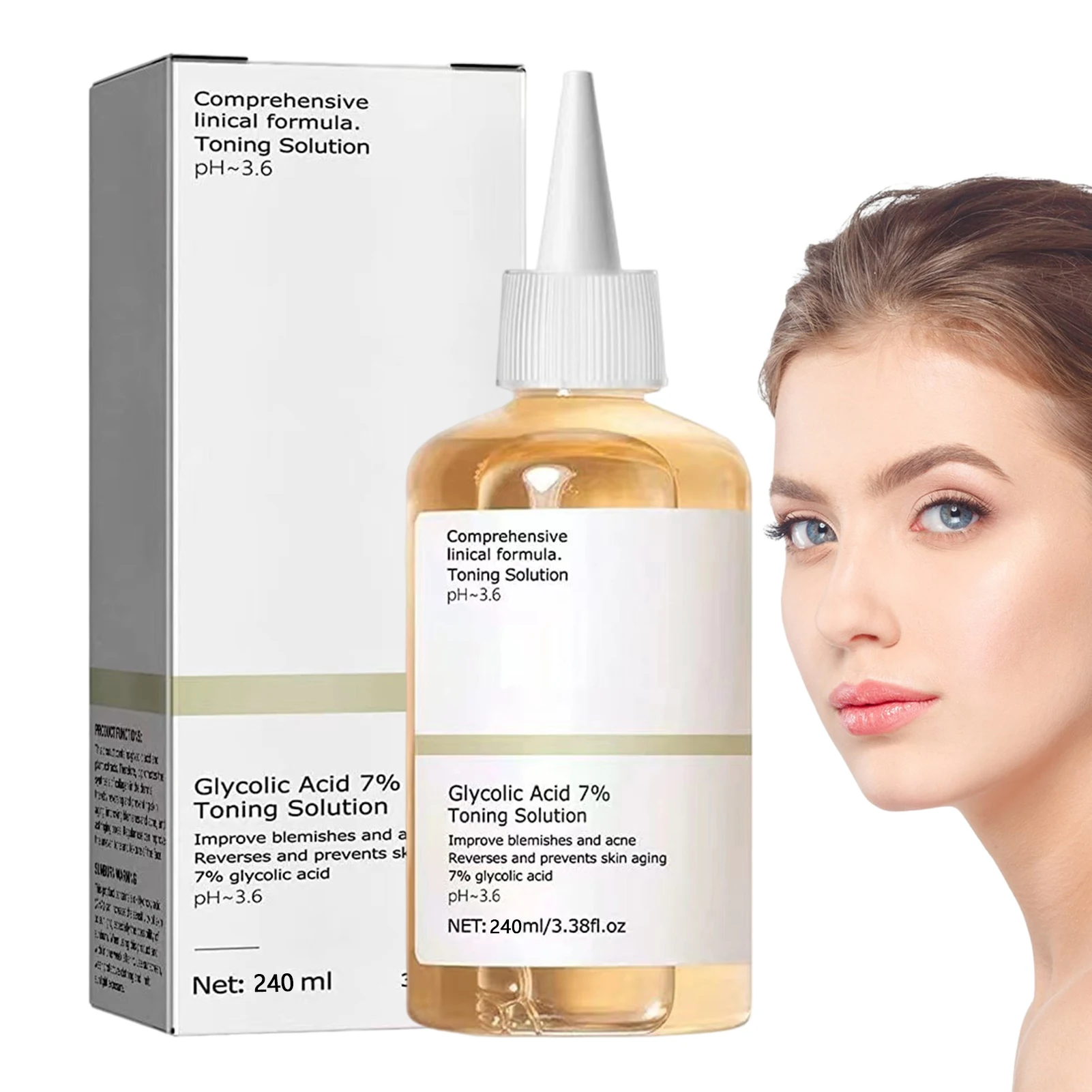 100ml/240ml Exfoliateing Face Toner Glycolic Acid 7% Toning Solution Nourishing Gentle Glycolic Acid Toner Face Essence