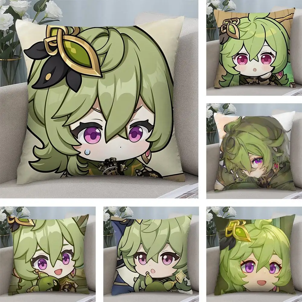 

Collei Cute Genshin Game Cushion Cover Square Pillow Bedroom Sofa Leisure Comfort Living Room Home Decoration 40X40