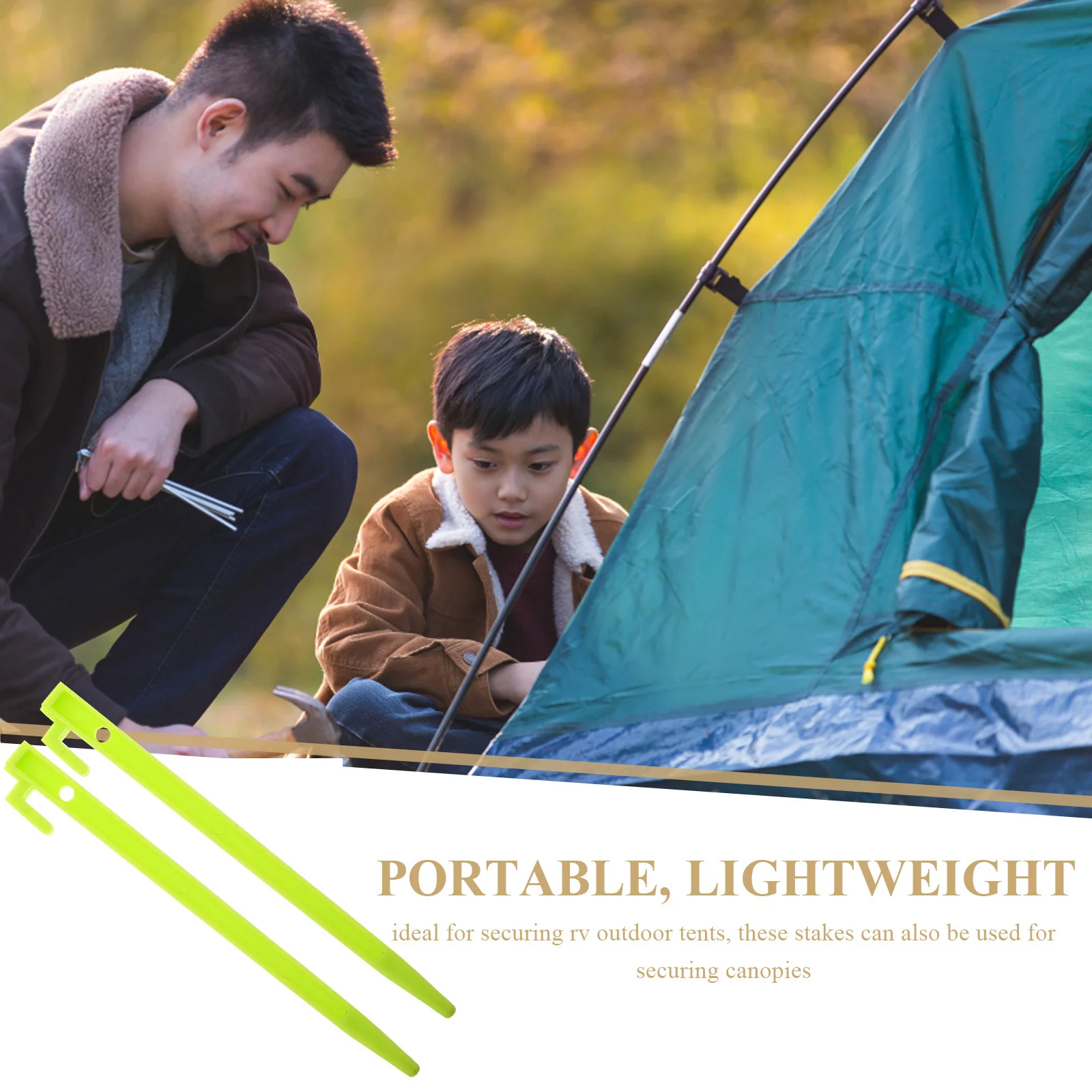 

10Pcs Rv Tent Accessories PP Plastic Stakes Lightweight Portable Anti Slip Design Secure Canopy Tarp Windbreaks Outdoors