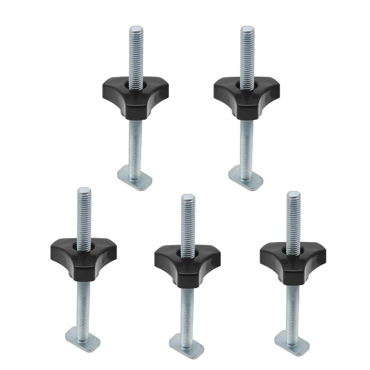 5 Pack T Bolt Knob Kit T Screw and Plastic Knob Nut, Jig Screw Fixture for Workbench T-Slot, Use with 1/4\