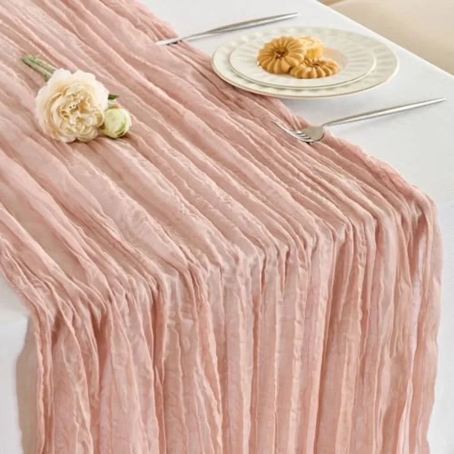 1 Pack Cheesecloth Table Runner -10FT Boho Gauze Cheese Cloth Table Runner 120 Inch Long Rustic Sheer Fabric Centerpieces for W
