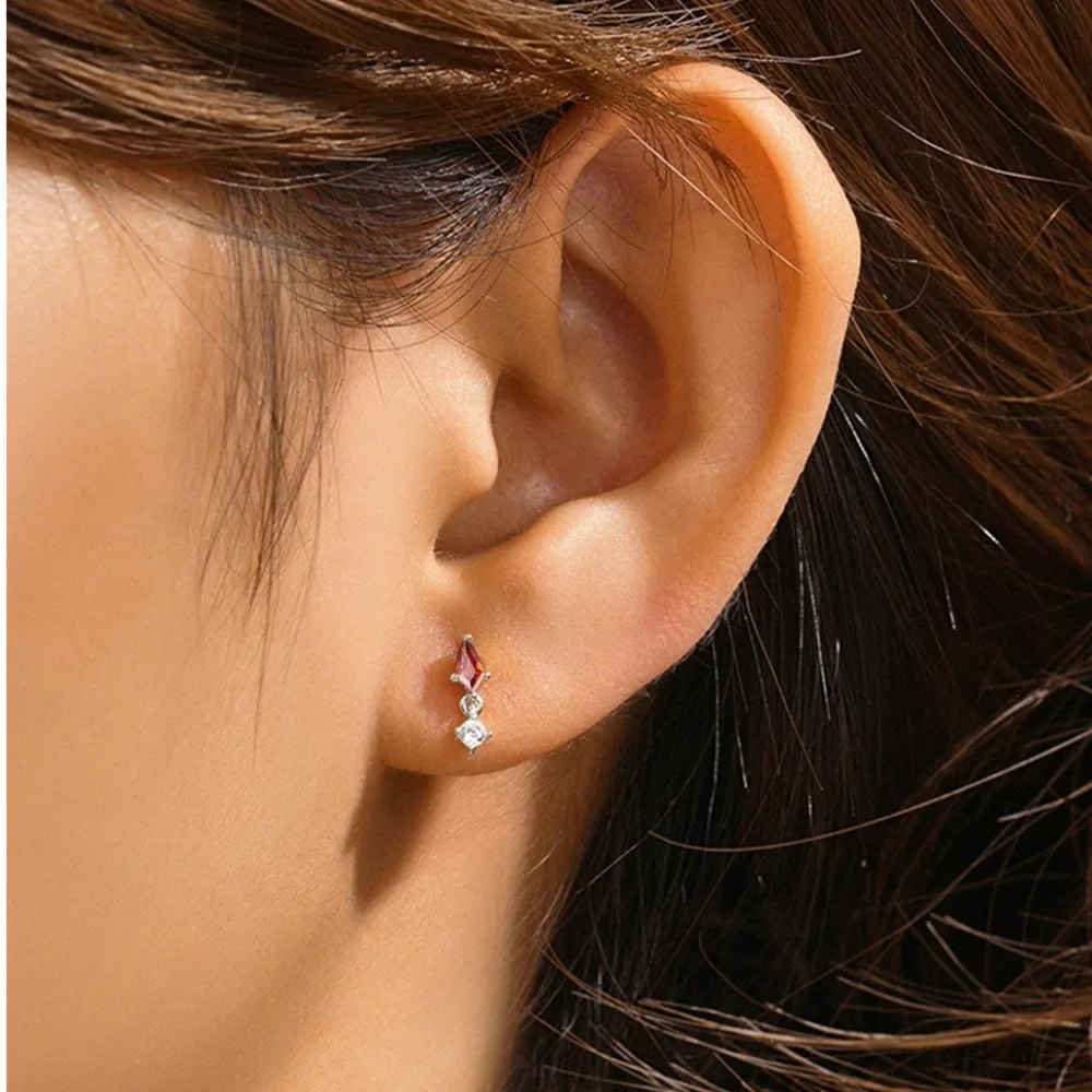 925 Sterling Silver Colorful Flat Top Stud Earrings for Women Minimalist Colorful Earrings Hypoallergenic Everyday Jewelry