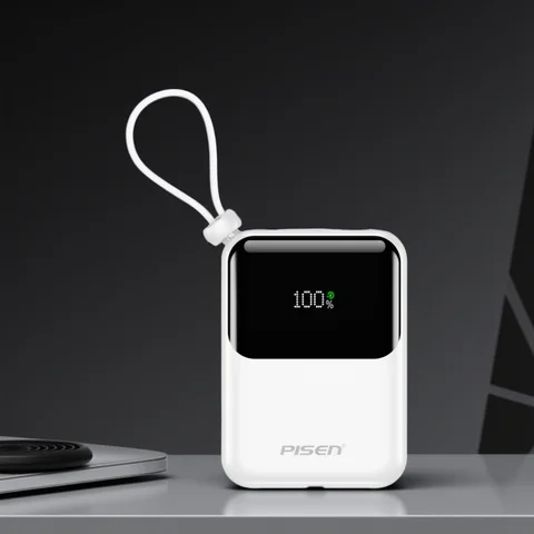 PISEN PD22.5W Fast Charging Mini Portable Power Bank 10000mAh Built-in Dual Cables Type-C Four-Device Simultaneous Charging