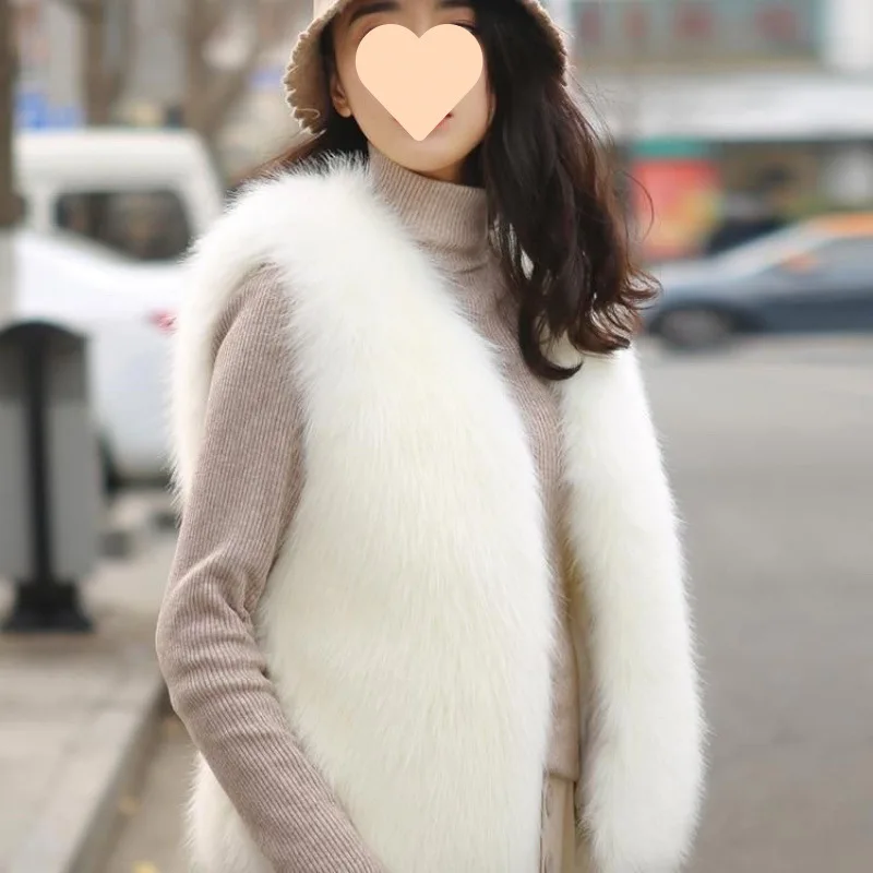 سترة نسائية مقاومة مريحة منفوش من الفرو الصناعي سترة للنساء سترة سميكة ناعمة مقاومة للبرودة مقاس كبير صدرية نسائية فروي