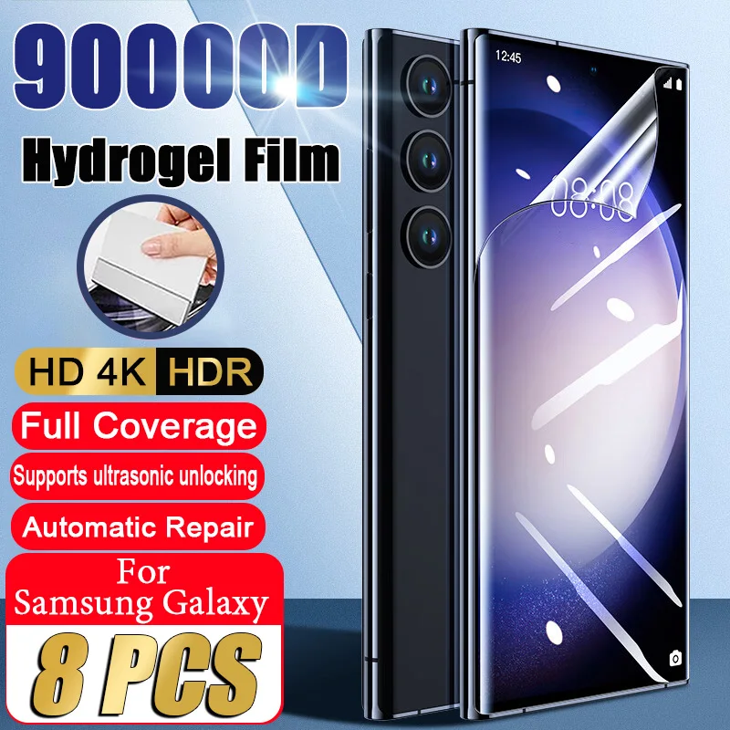 HD Hydrogel Film For Samsung Galaxy S24 S23 S22 S21 S20 Plus Ultra FE Full Cover Screen Protector Samsung Note 20 10 S10 Lite 5G