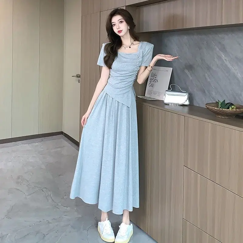 

Комплекты юбок из 2 предметов для женщин, одежда с короткими рукавами, новые поступления, уличная одежда Y2k, летняя одежда, одинаковый серый женский наряд 2024 года