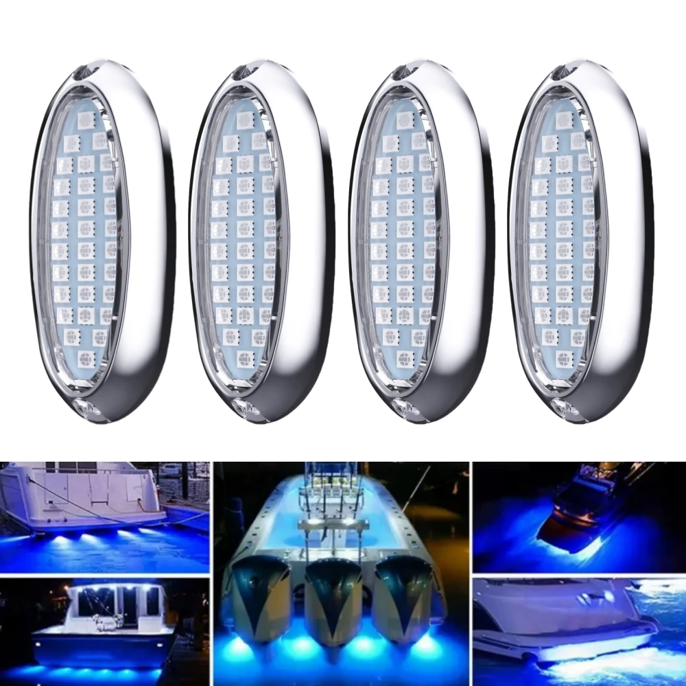 

4PCS Boat Marine Courtesy Lights IP68 Waterproof Stainless Steel Boat interior LED lights Pontoon Boat Deck Lights