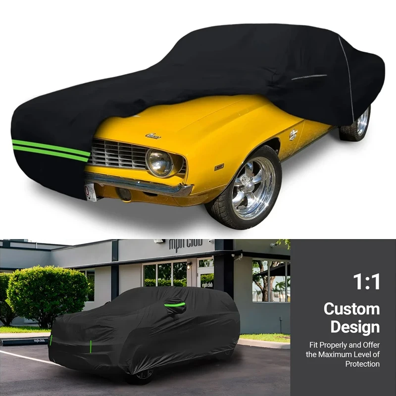 

Outdoor For 1982-2002 Chevy Camaro, All Weather Car Cover with Zipper Door & Windproof Bands for Snow Rain Dust Hail Protection