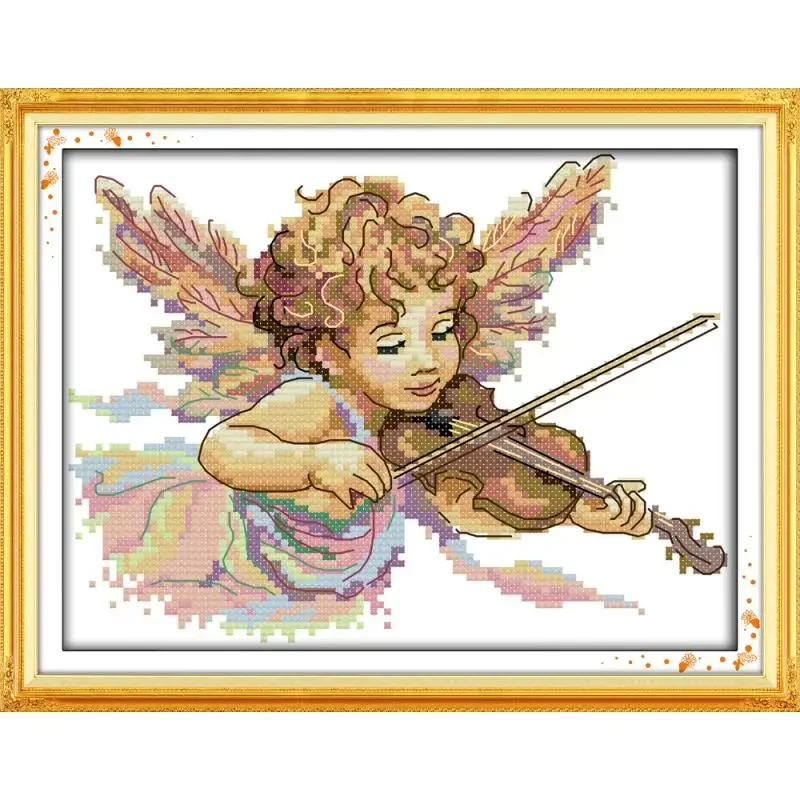 Joy Sunday Angel Series Pattern Cross Stitch Kits DIY Embroidery Set 16/14/11CT Character Printed Counted Canvas Fabric Canvas