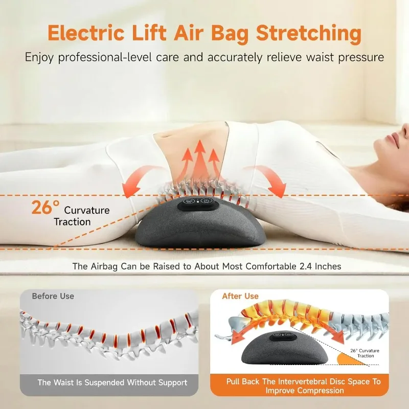 3 in 1 Lumbar Support Pillow with Adjustable Height for Bed Chair, Back Massager with Heat, Memory Foam Lower Back Massager - view 3