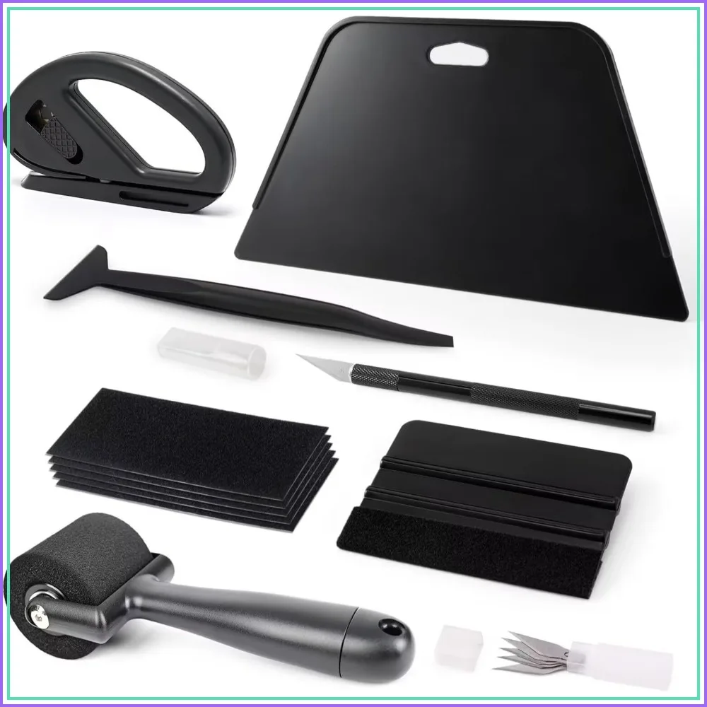 Wallpaper Smoothing Tool Kit with Sponge Roller, Squeegee, Cutting Tool for Peel & Stick, Window Tint, Decals