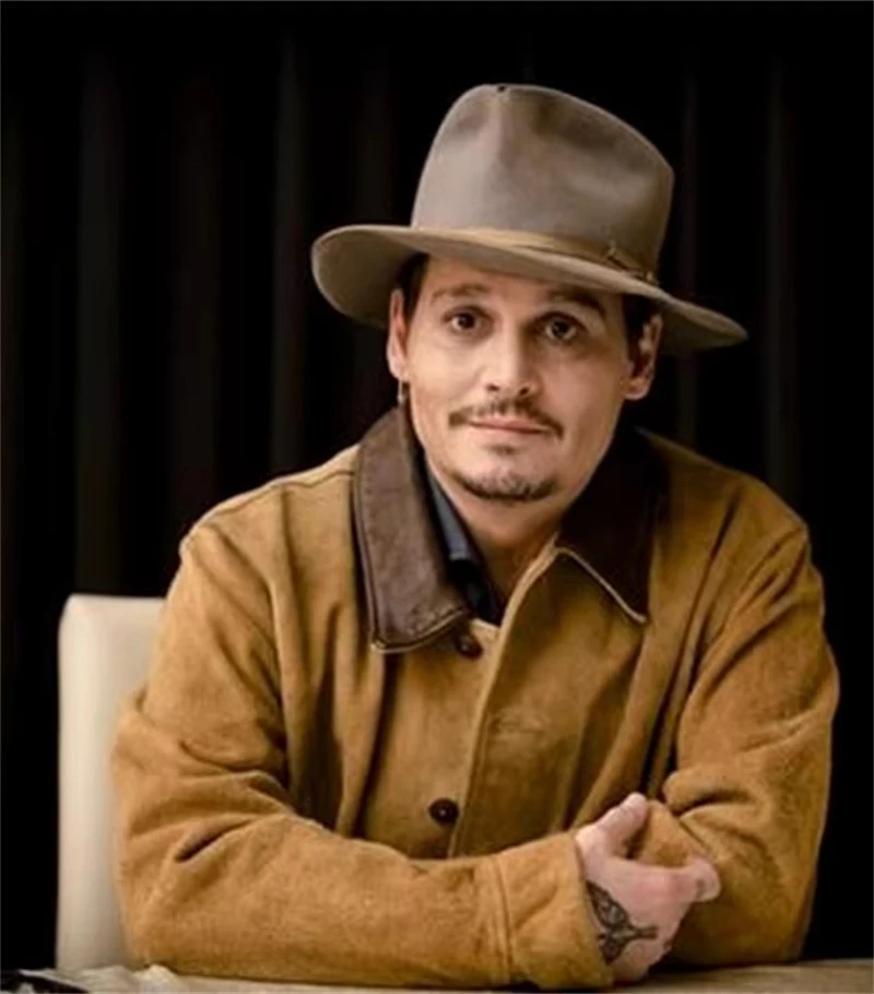 Depp Inspired Tobacco color Velvet Cowhide Genuine Leather Jacket American Retro Kaki Color Outerwear
