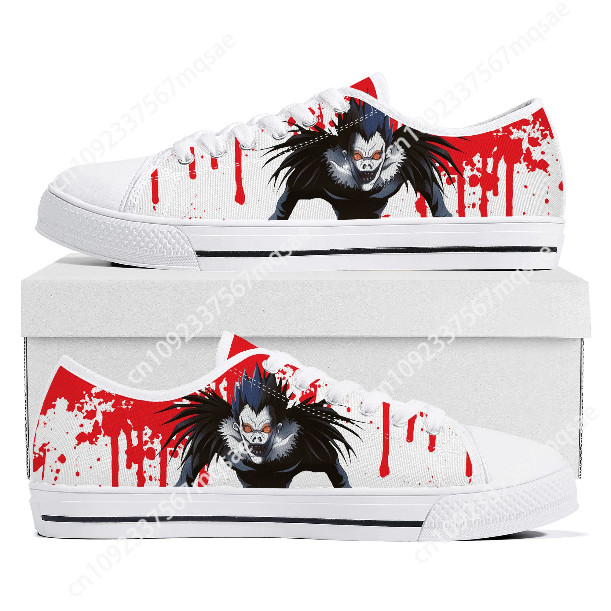 Cartoon Demon Ryuk Horror Halloween Death Note Low Top Sneakers Mens Womens Teenager Canvas Sneaker Couple Shoes Custom Shoe