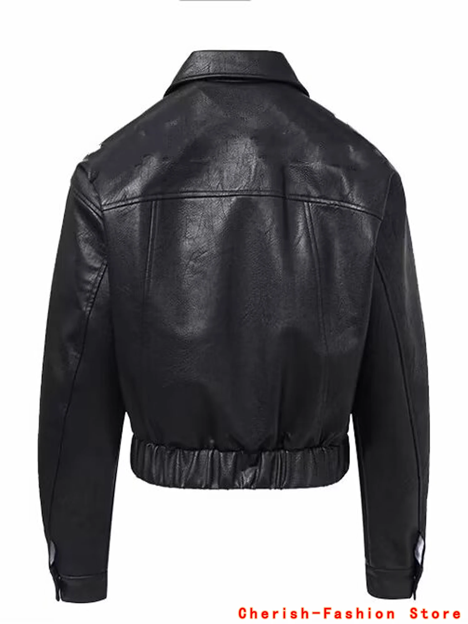 2024 Autumn England Designer Womens Black Faux Leather Jackets Loose Casual Biker Coat Females Harajuku Pu Streetwear Top