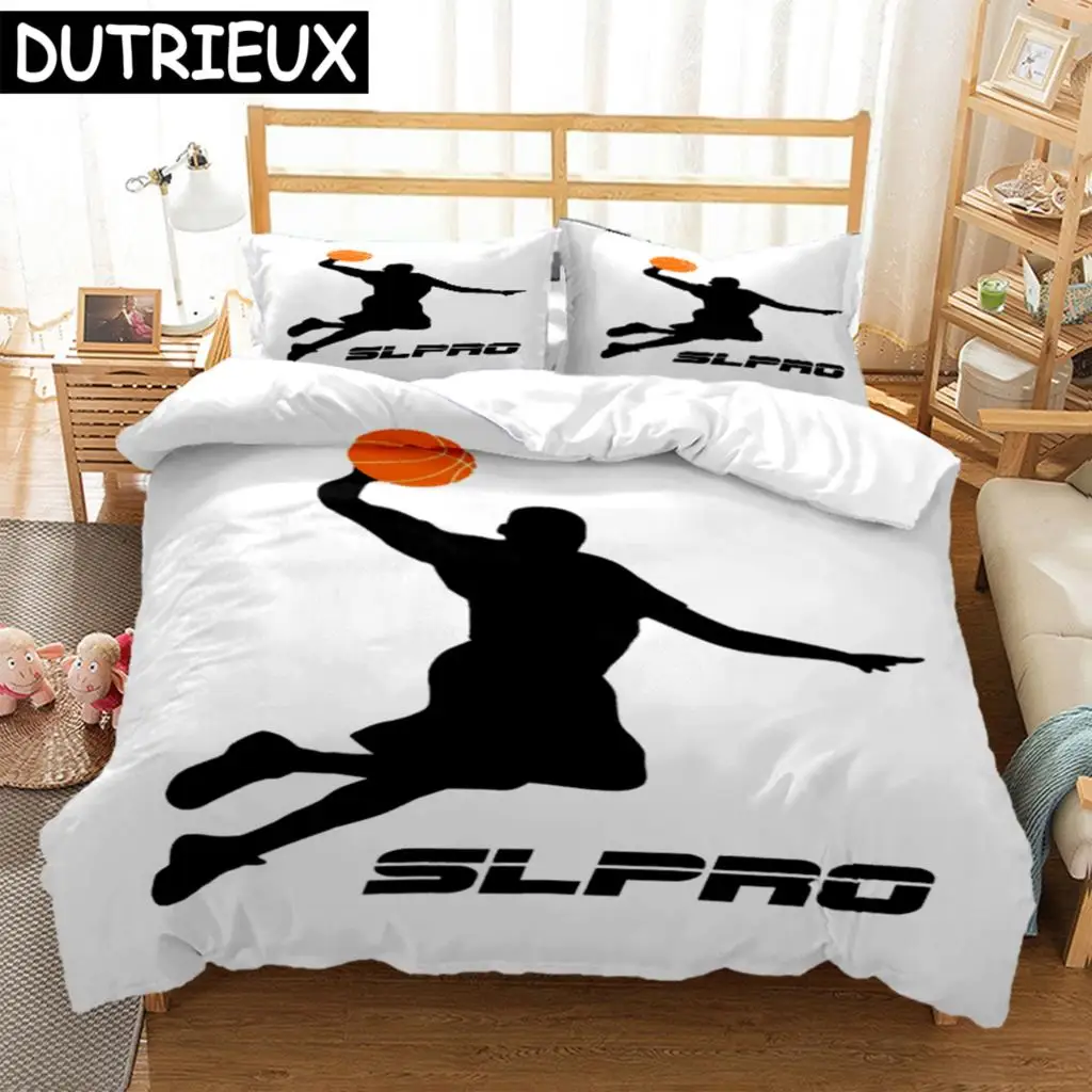 

Basketball Print Three Piece Set Fashion Bedding Article Children Or Adults For Beds Quilt Covers PillowcasesThree-piece Bed Set