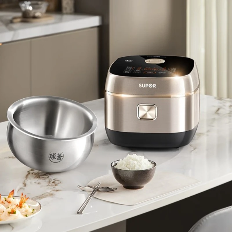 SUPOR Rice Cooker, Large Capacity 4L, Household Stainless Steel Rice Cooker, Multifunctional Smart Cooking and Stewing Machine
