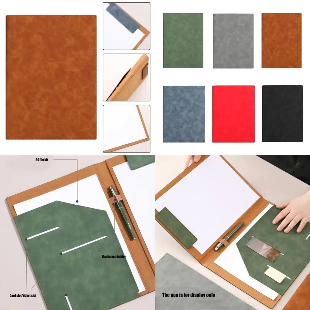 

F42D A 4 Business Folder Writing Case with Closure Leather Clip Board
