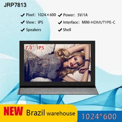 Brazil 7 Inch 5 Point Capacitive LCD Touch Screen Panel IPS 1024x600 Full HD HDMI Gaming Monitor PC Display Raspberry Pi