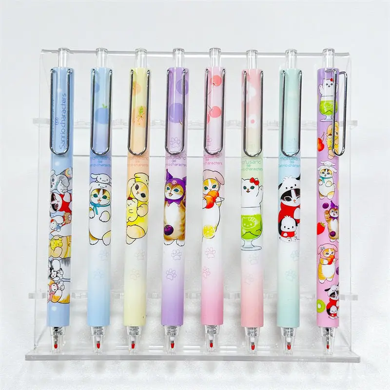

2025 Random3Pcs Shark Cat Sanrio My Melody Kuromi Cinnamoroll Anime Characters Color Printed 0.5mm Black ink Gel Pens Stationery