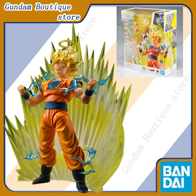 Bandai Genuine SHF Dragon Ball Super Saiyan 2 Son Goku Anime Action Figure Joints Movable Collectible Model Toys Ornaments Gift