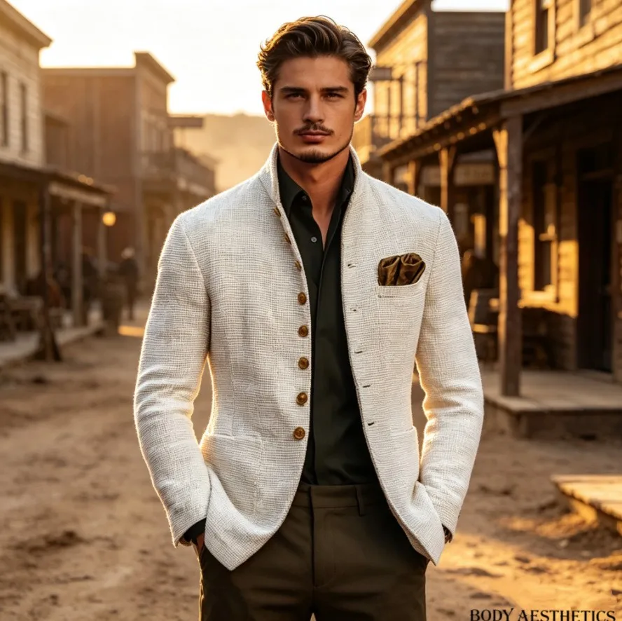 Casual Pocket Coat Slim Fit Minimalist with Stand Collar Button Front Long Sleeve Spring Autumn Regular Length Men Jacket