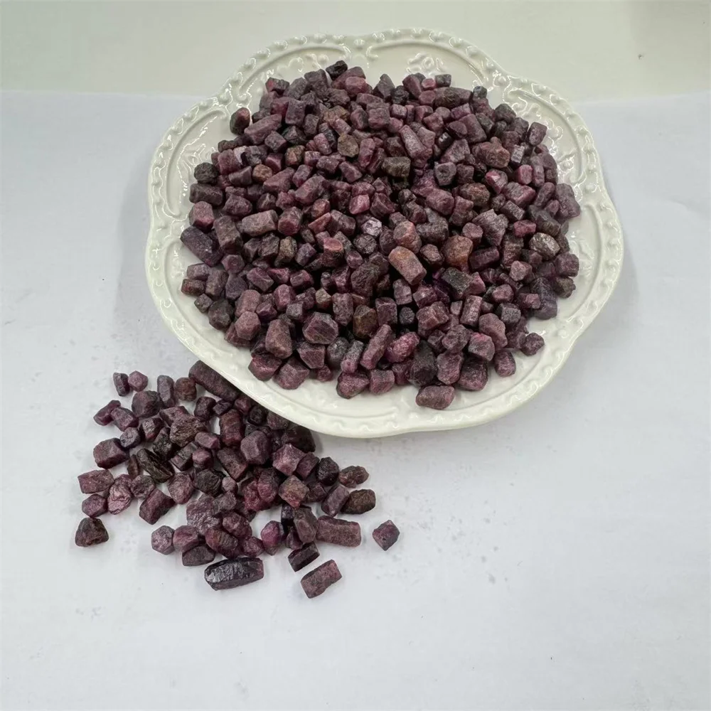 بلورات طبيعية اكسيد الالمونيوم الأحمر روبي الأحجار الكريمة الخام شفاء الريكي هدية ديكور المنزل غرفة ديكور #3