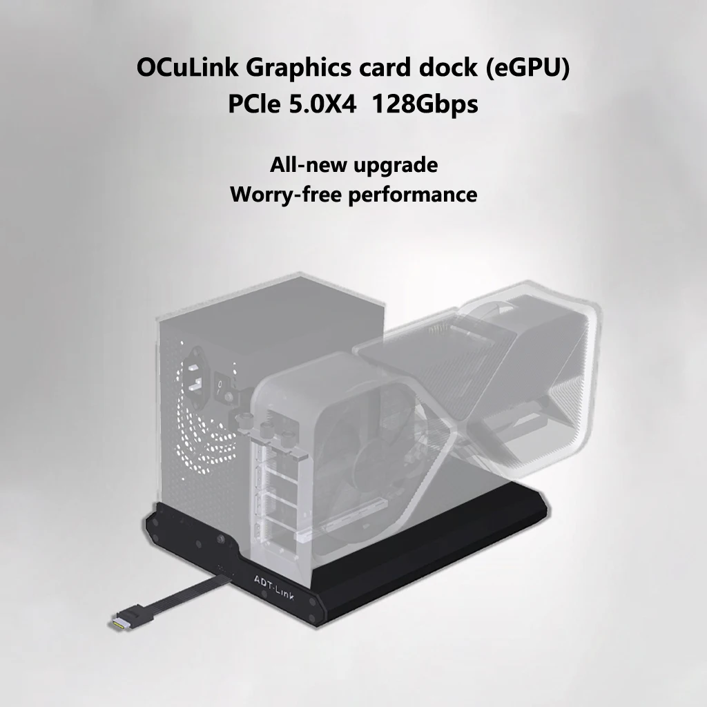 OCuLink PCIe 5.0 External GPU Dock K993H-BK10 128Gbps High-Speed eGPU Enclosure  SFF-8612 Female-to-PCIe x16 Graphics Card Dock